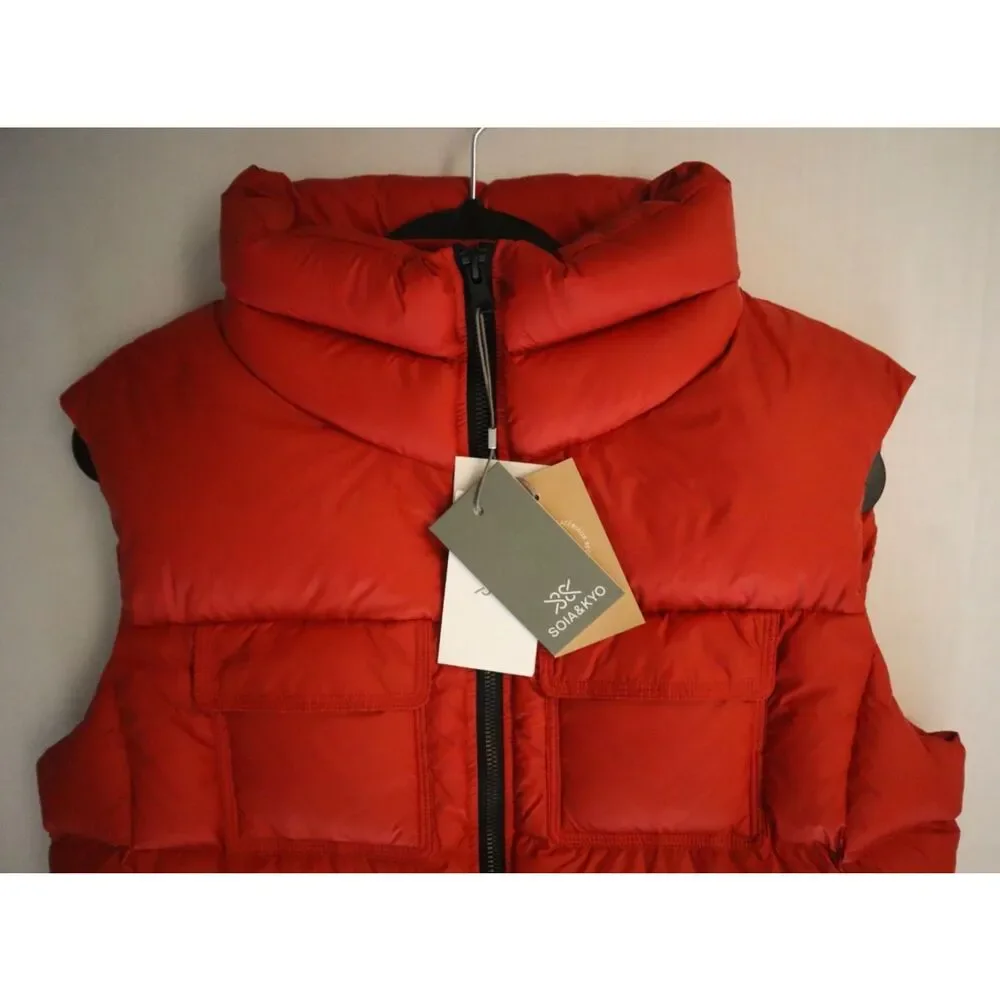 Soia & Kyo Women's Sz M Spice Orange Deanna Down Relaxed Fit Puffer Vest - Picture 9 of 15